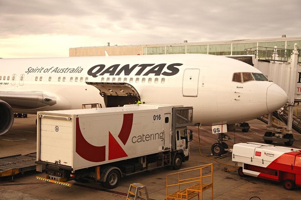 Illustration of a Qantas airline plane