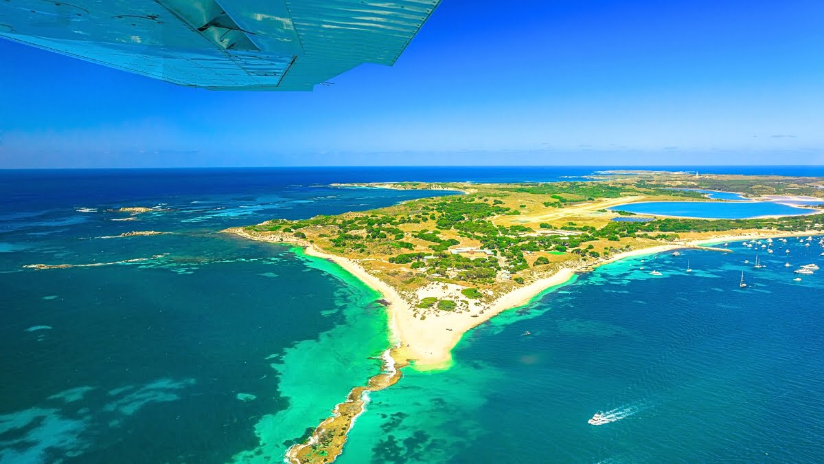 Rottnest Island view from the plane, best time to visit Rottnest Island is summer